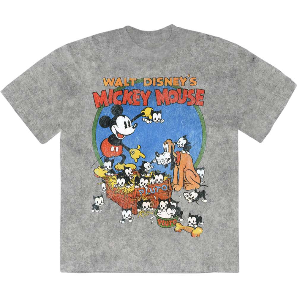 Disney - Mickey Cat Basket Mens Tshirt - Grey